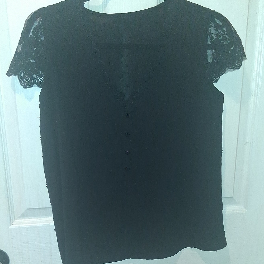 Elegant Black Lace Sleeve Top